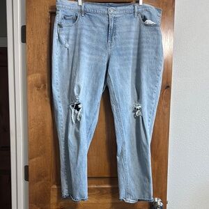 Women's Old‎ Navy Light Blue Mid Rise Boyfriend Jeans Distressed Plus Size 20